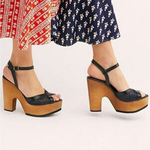 Free People Black and Brown Platform Sandals